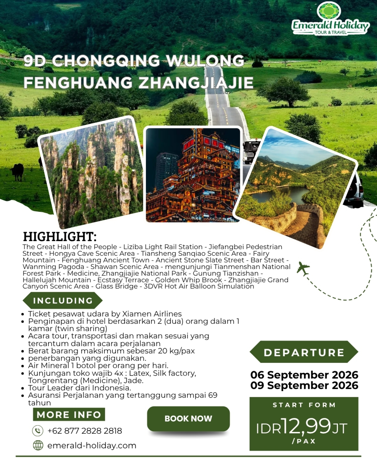 9D CHONGQING WULONG FENGHUANG ZHANGJIAJIE